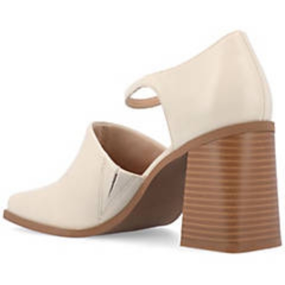 🤍🌾Journee Collection: Bobby, Bone Color Block Heel w/ Ankle Strap~ ✨️NWT✨️6.5W - Picture 6 of 8